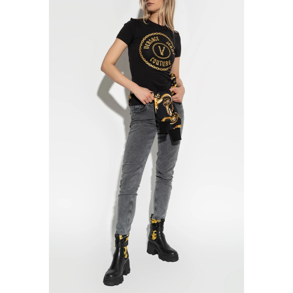 Versace Jeans Couture T-shirt met logo Black Dames