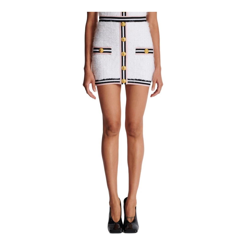 Balmain Monogram gebreide rok White Dames