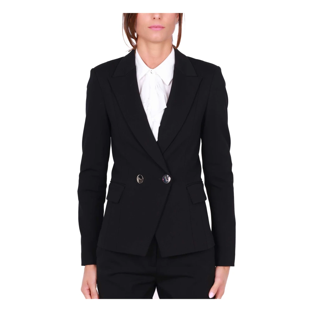 Liu Jo Zwarte double-breasted blazer Milano stijl Black Dames