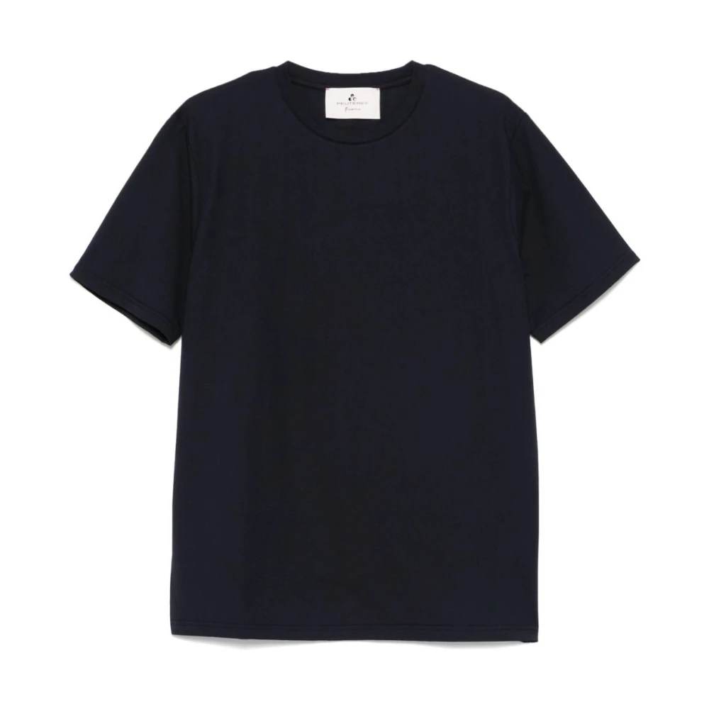 Peuterey Blauw Logo Patch Crew Neck Shirt Blue Heren