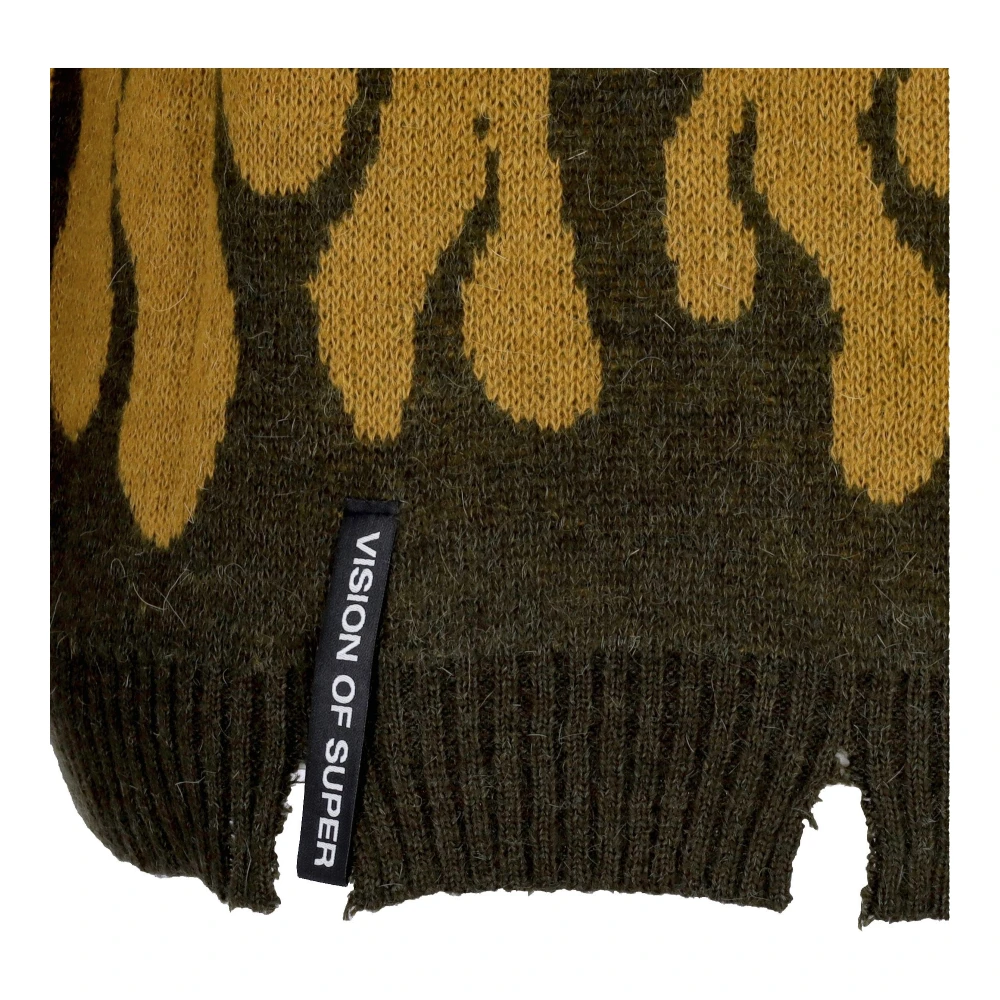 Vision OF Super Vlammen Oversize Crew Neck Sweater Green Heren