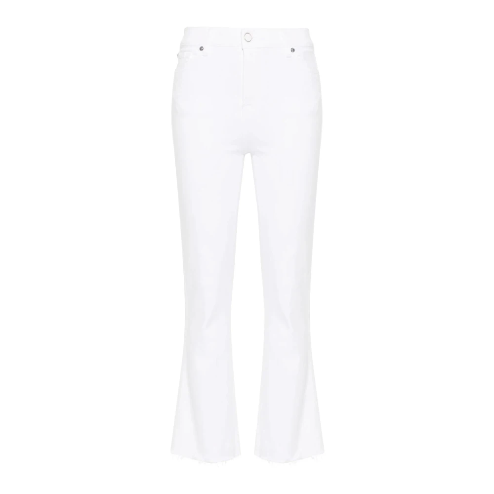 7 For All Mankind Witte Slim Kick Jeans Met Distressed Zoom White Dames