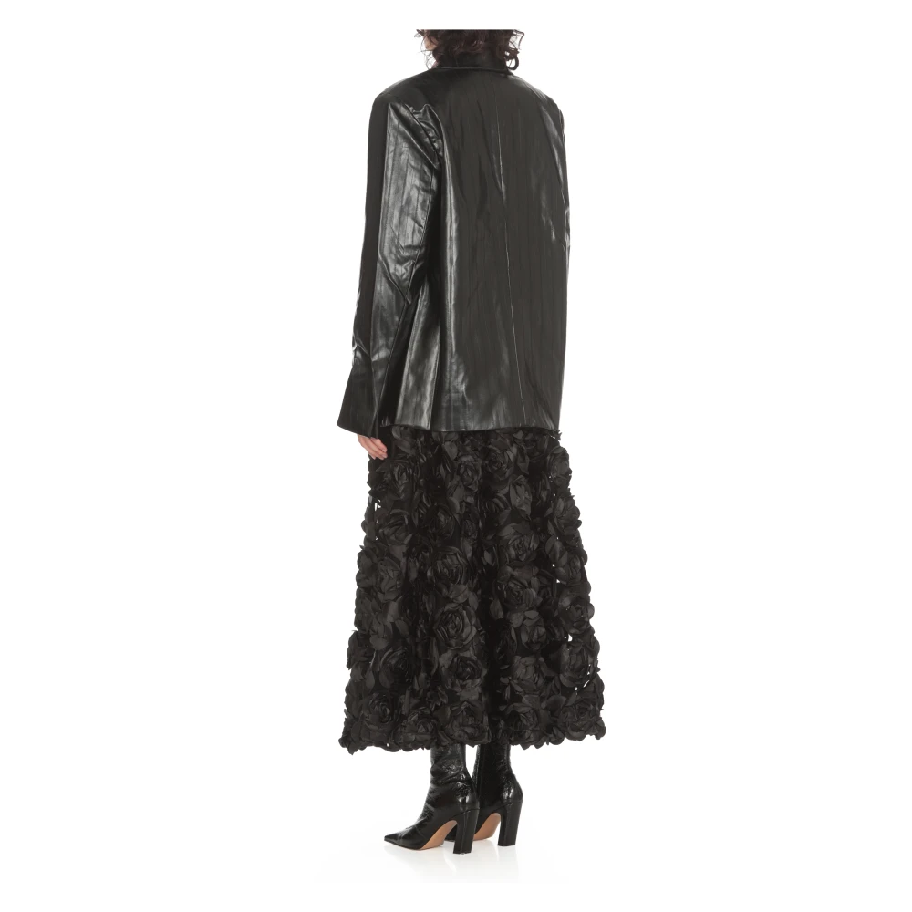 Rotate Birger Christensen Zwarte Viscose Blazer Peak Revers Black Dames