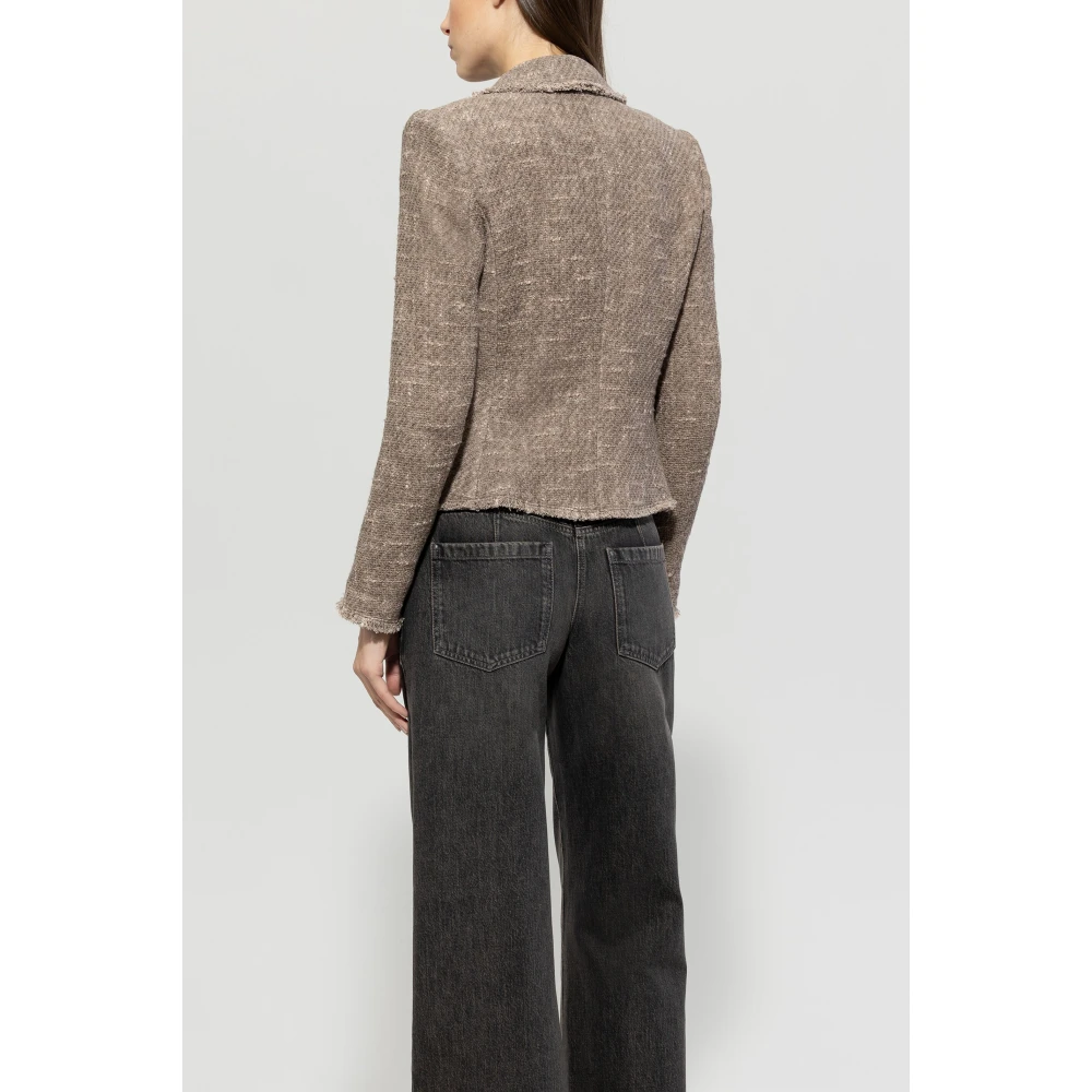 LUISA CERANO Tweed Blazer met Mal-Tinto Finish Brown Dames