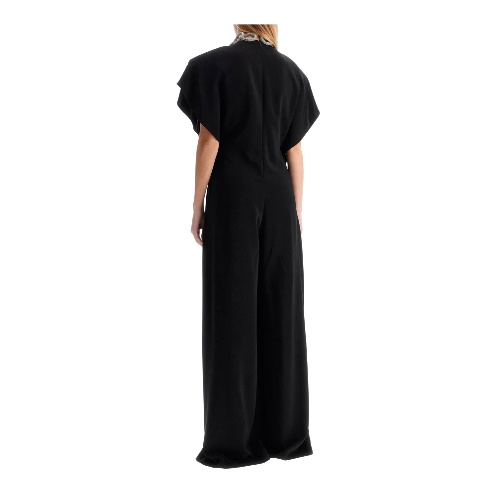 Stella Mccartney Kristal Ketting Jumpsuit met Vlinder Mouwen Black Dames