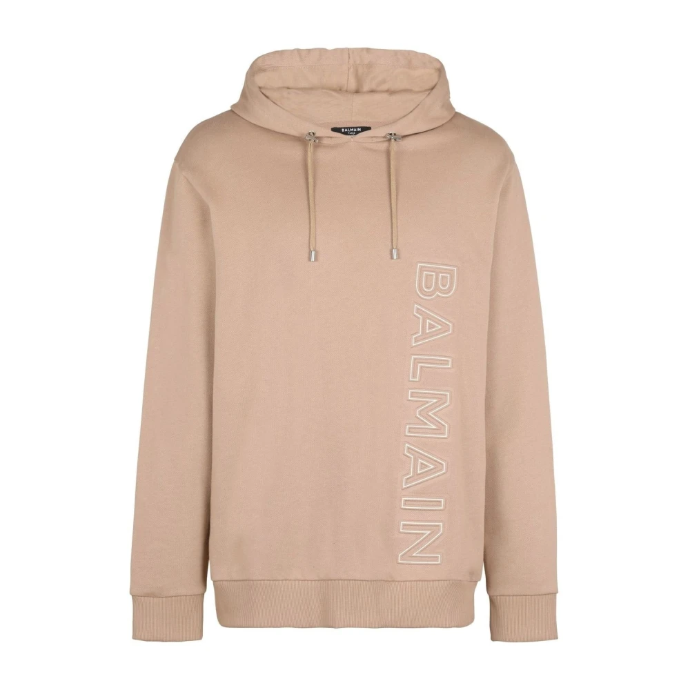 Balmain Beige Embossed Reflect Hoodie In - Male - Hoodies - M - Sweatshirts & Hoodies