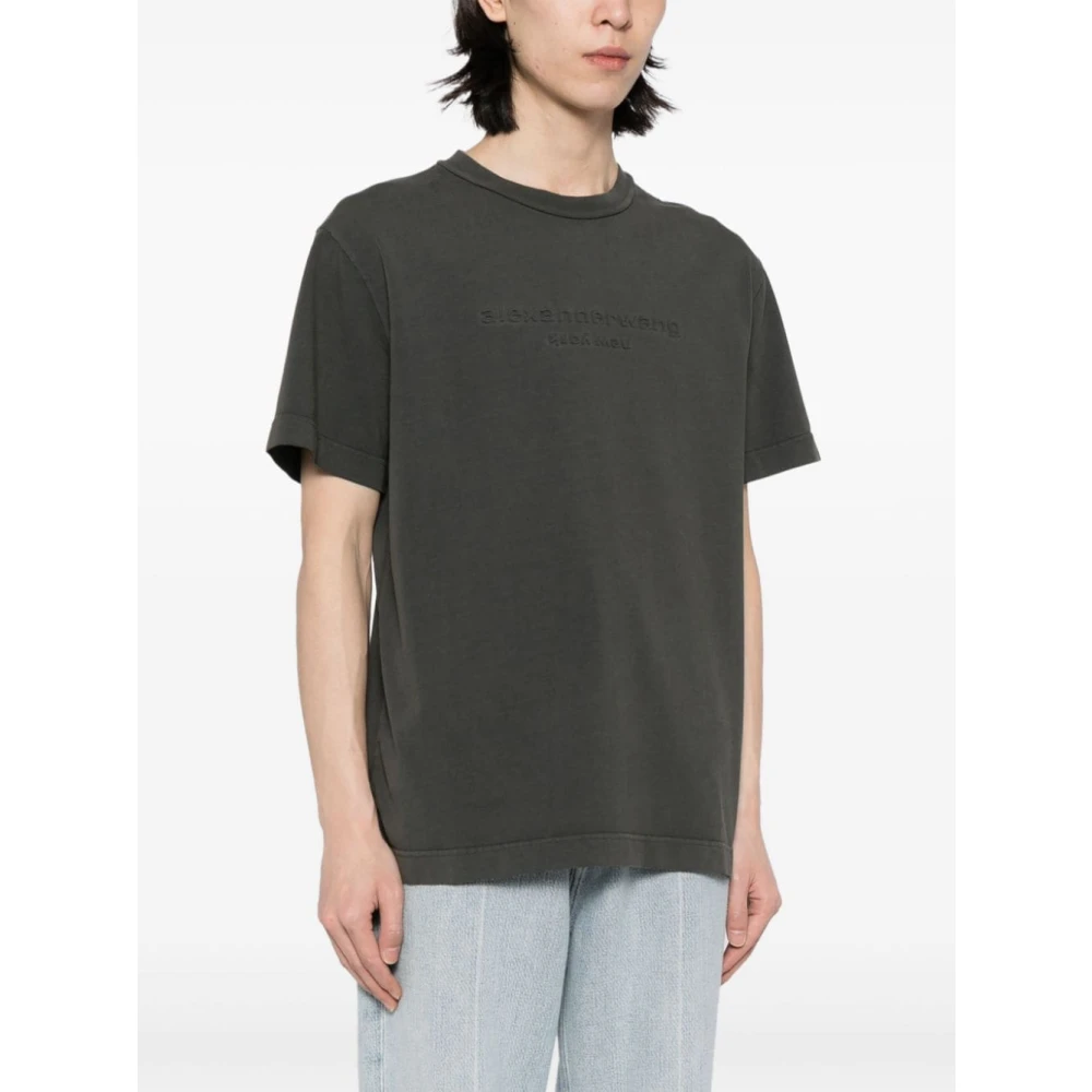 alexander wang Geëmbosseerd Logo Crew Neck T-shirt Gray Dames