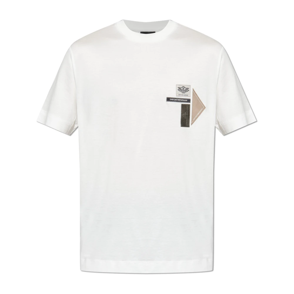 Emporio Armani Mannelijk Wit Tops Heren, M, T-Shirt Met Logo