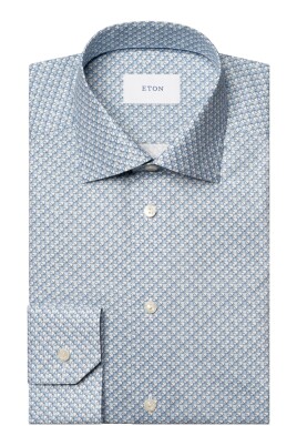 Camicia Etón Slim Fit Blu E Bianca Taglia Small (15) - Nuova Con Etichette