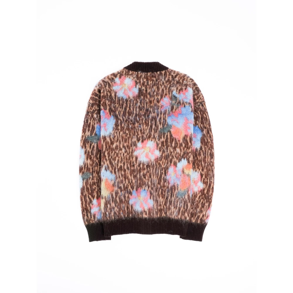 Roberto Collina Animalier Bloemen Cardigan Grunge Stijl Multicolor Heren