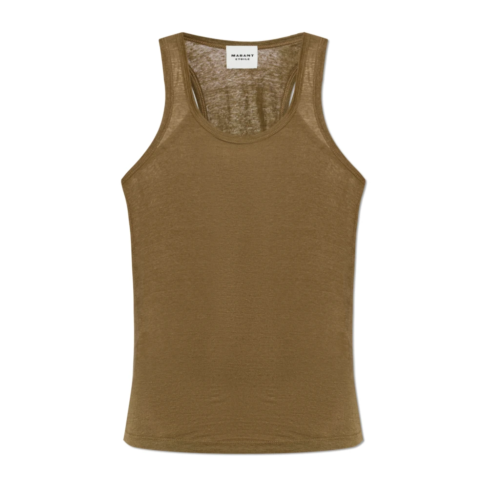 Marant Étoile Kvinno Grön Toppar Dam, M, Linne, Thea Top