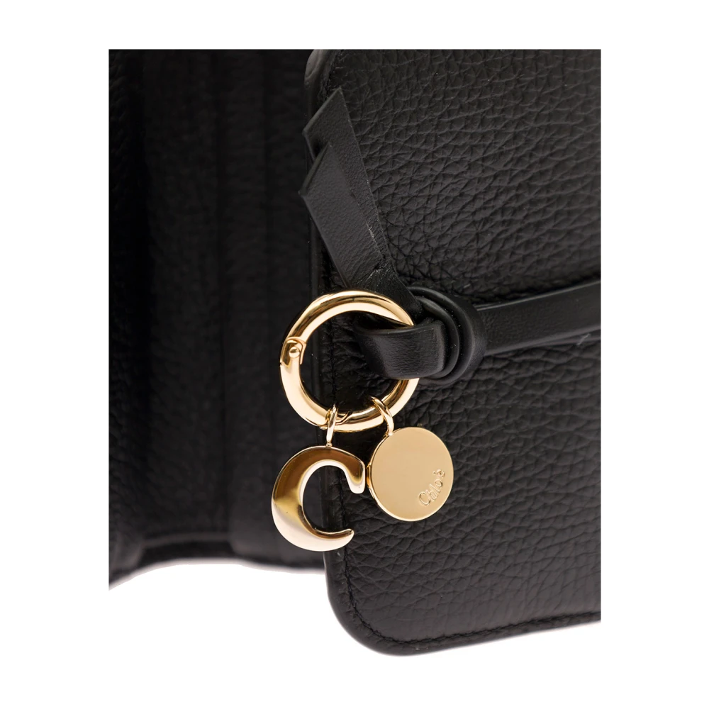 Chloé Zwarte leren tri-fold portemonnee met alfabet bedel Black Dames