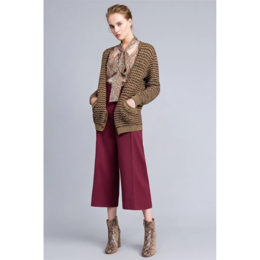 Twinset Jacquard Cardigan met knoopsluiting Brown Dames