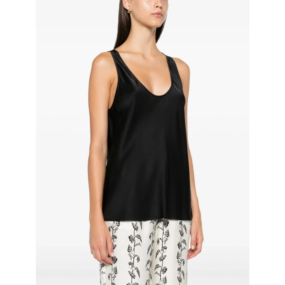 Forte Zwarte Zijden Satijnen Zware Stretch Hemdje Black Dames