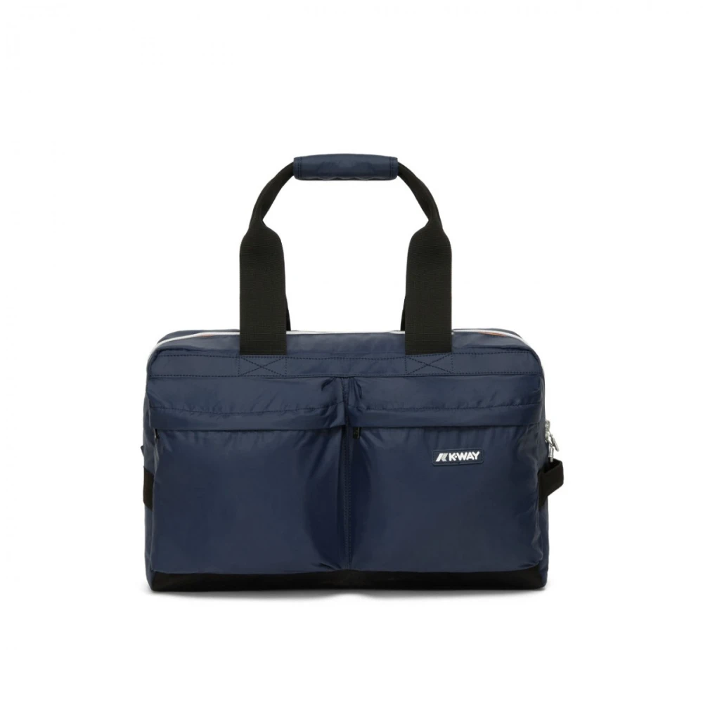 K-way Blauwe Koffer met Logo en Meerdere Zakken Blue Heren