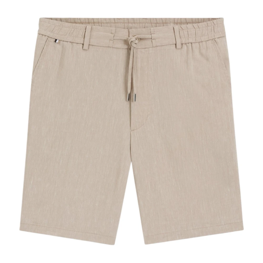 Hugo Beige Modern-Fit Linen Blend Shorts - Male - Casual Shorts - W34 - Shorts