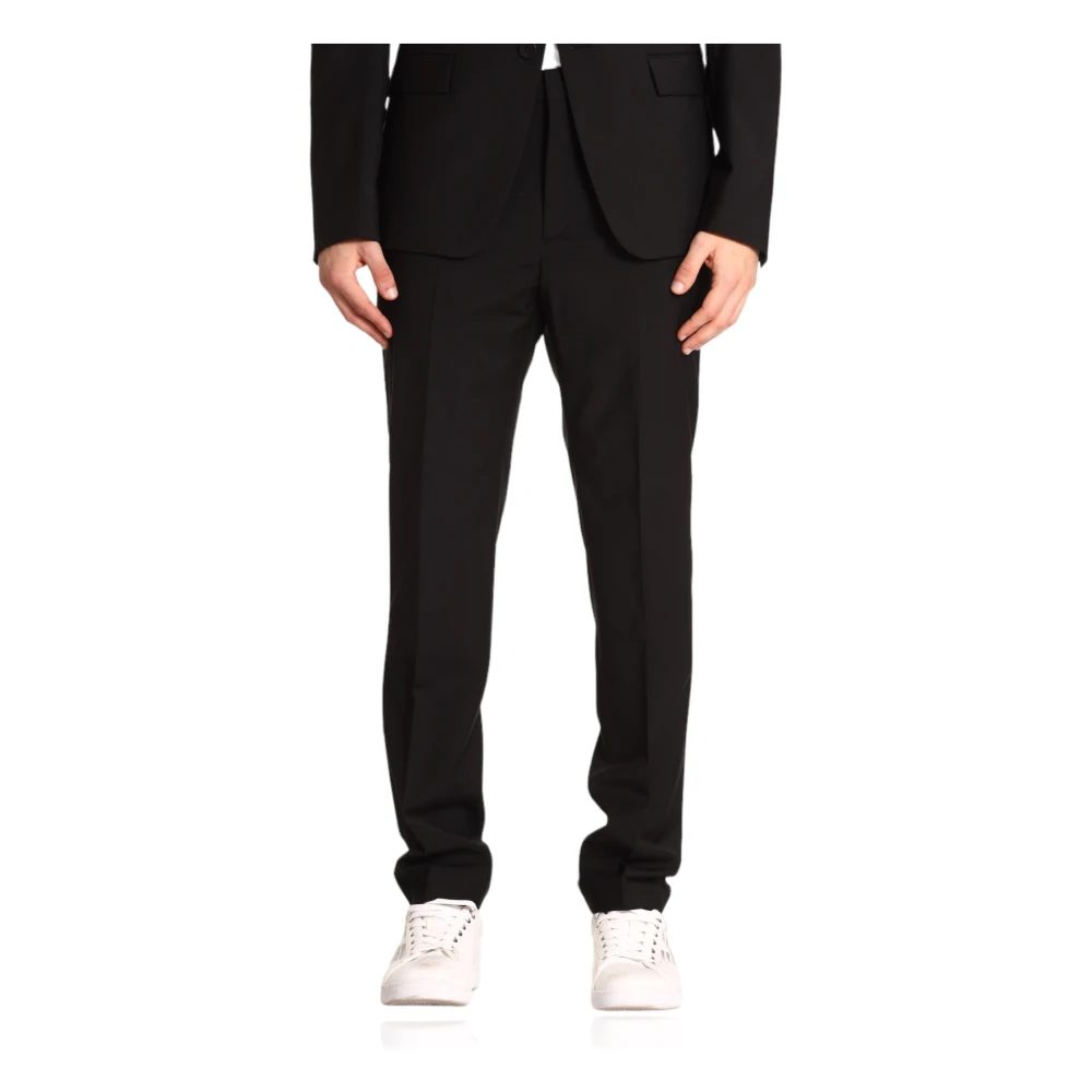 Calvin Klein Zwarte Wolmix Slim Fit Broek Black Heren