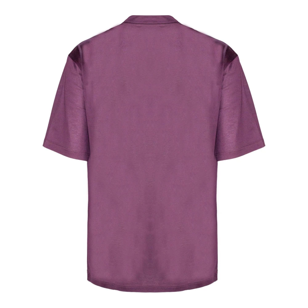 Low Brand Bordeaux Katoenen T-shirt met Geribbelde Halfnek Purple Heren