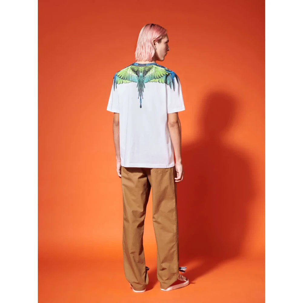 Marcelo Burlon Icon Wings T-shirt Wit Lichtgroen Multicolor Heren