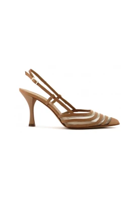 Slingback i läder och mesh