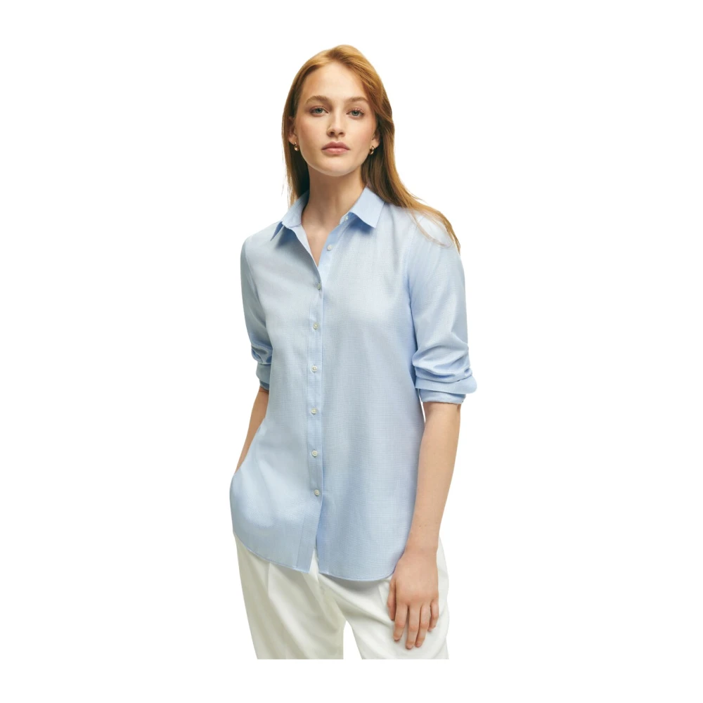 Brooks Brothers Women's Blue Shirts, 3XS, X Thomas Mason Light Cotton Luxury Shirt