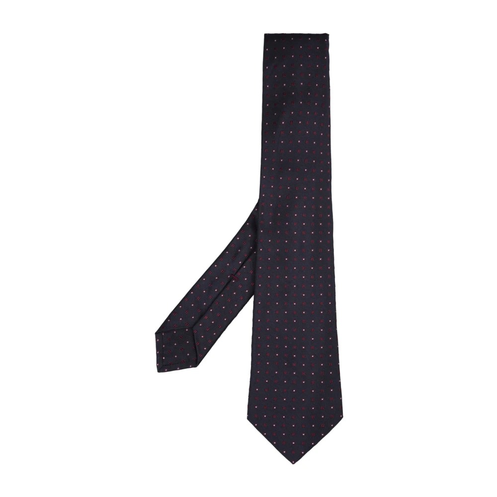 Kiton Blauwe Zijden Stropdas met Geometrisch Patroon Multicolor Heren