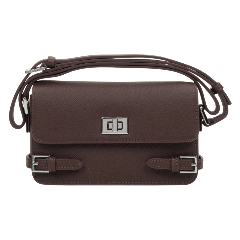 Estro Women's Black Small Leather Shoulder Bag
