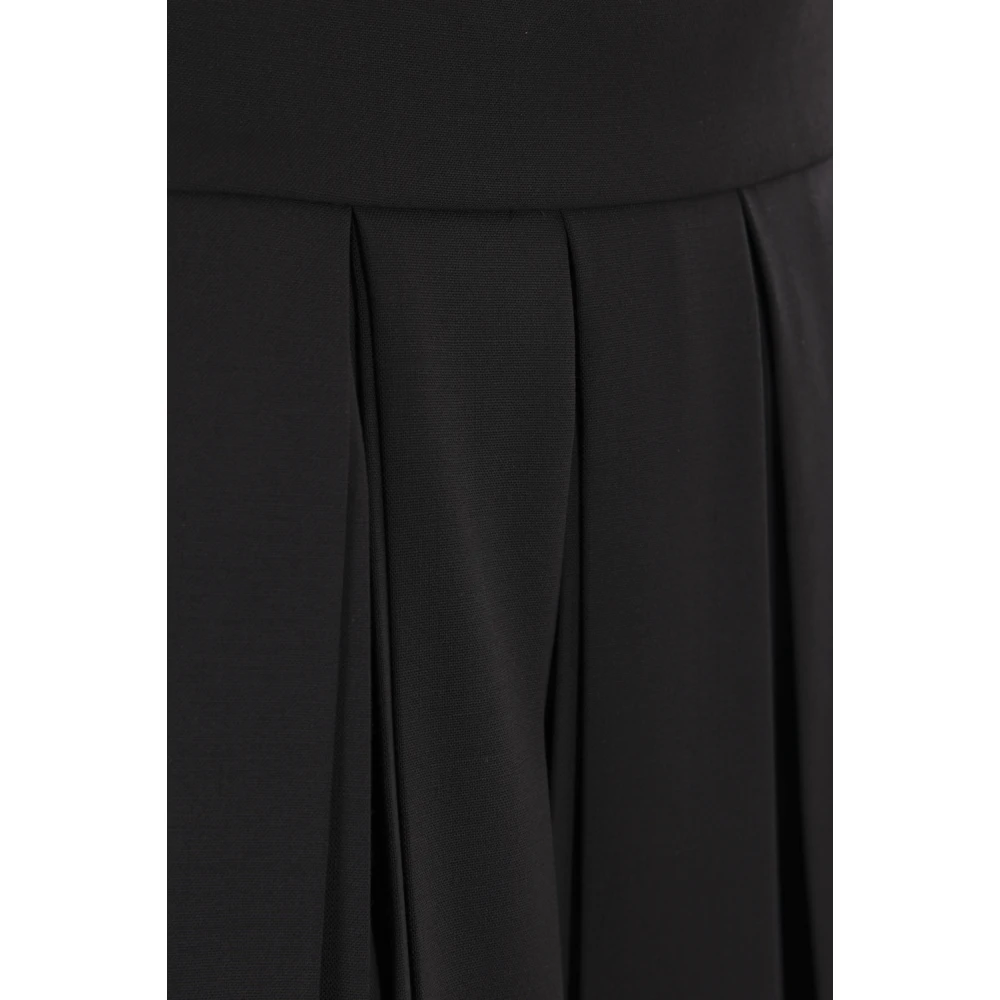 Ermanno Scervino Zwarte Geplooide Rok Stretchwol Black Dames