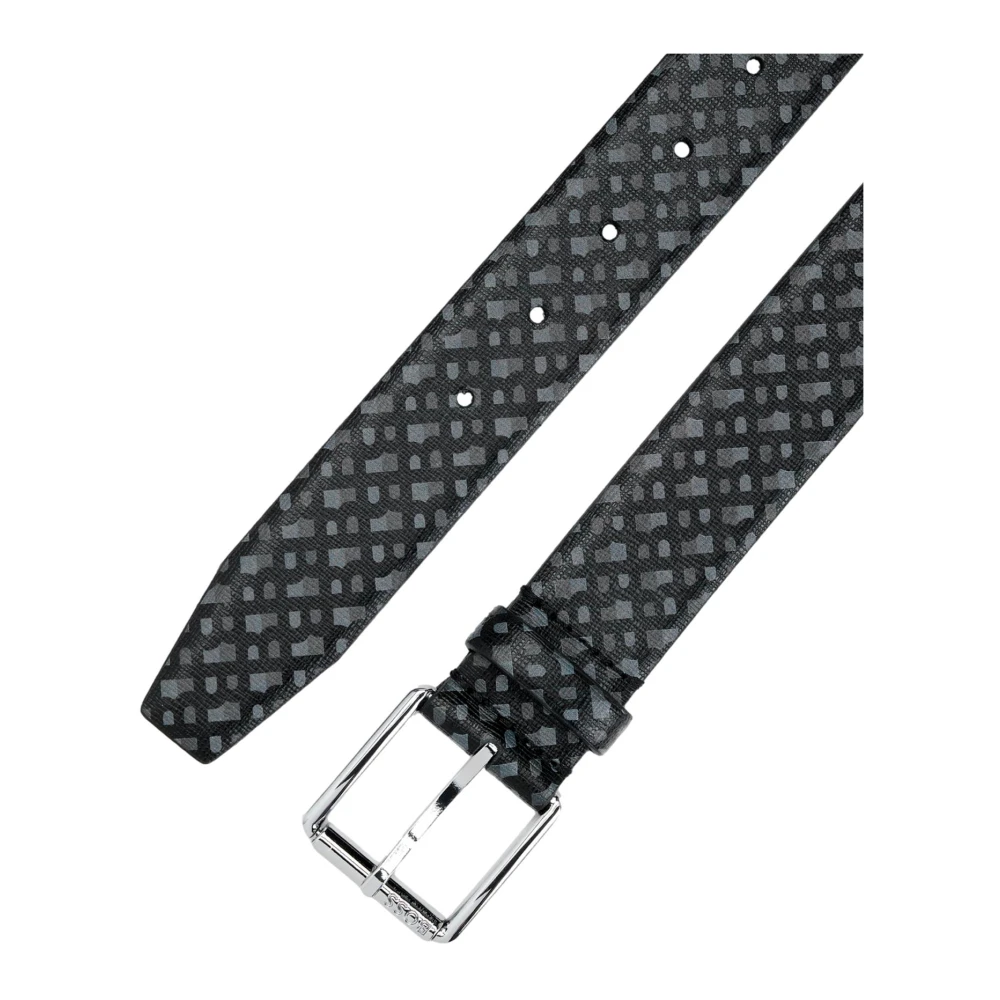Hugo Boss Italiaanse leren monogramriem Roll-Bmono Black Heren