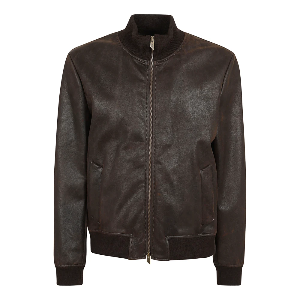 Salvatore Santoro Bruine leren jas Aw24 Brown Heren