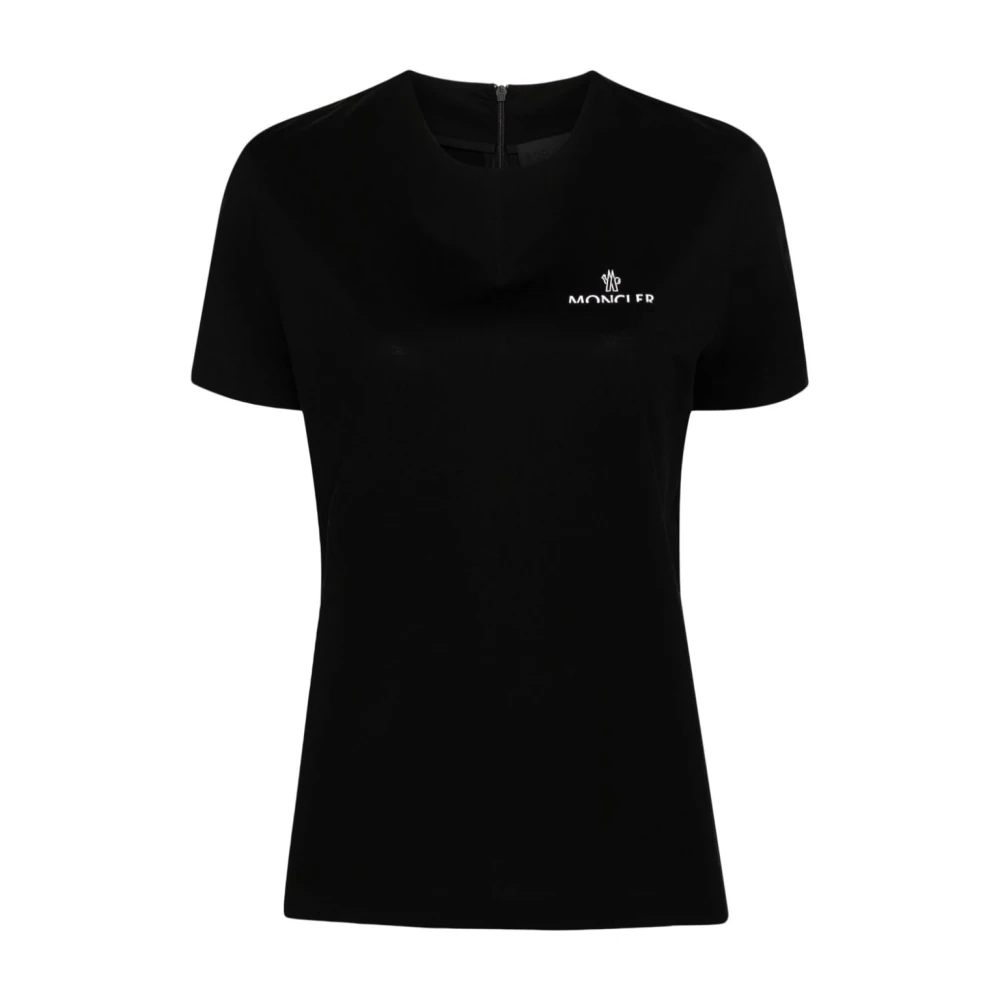 Moncler Logo T-shirt Zwart Katoen Ronde Hals Black Dames