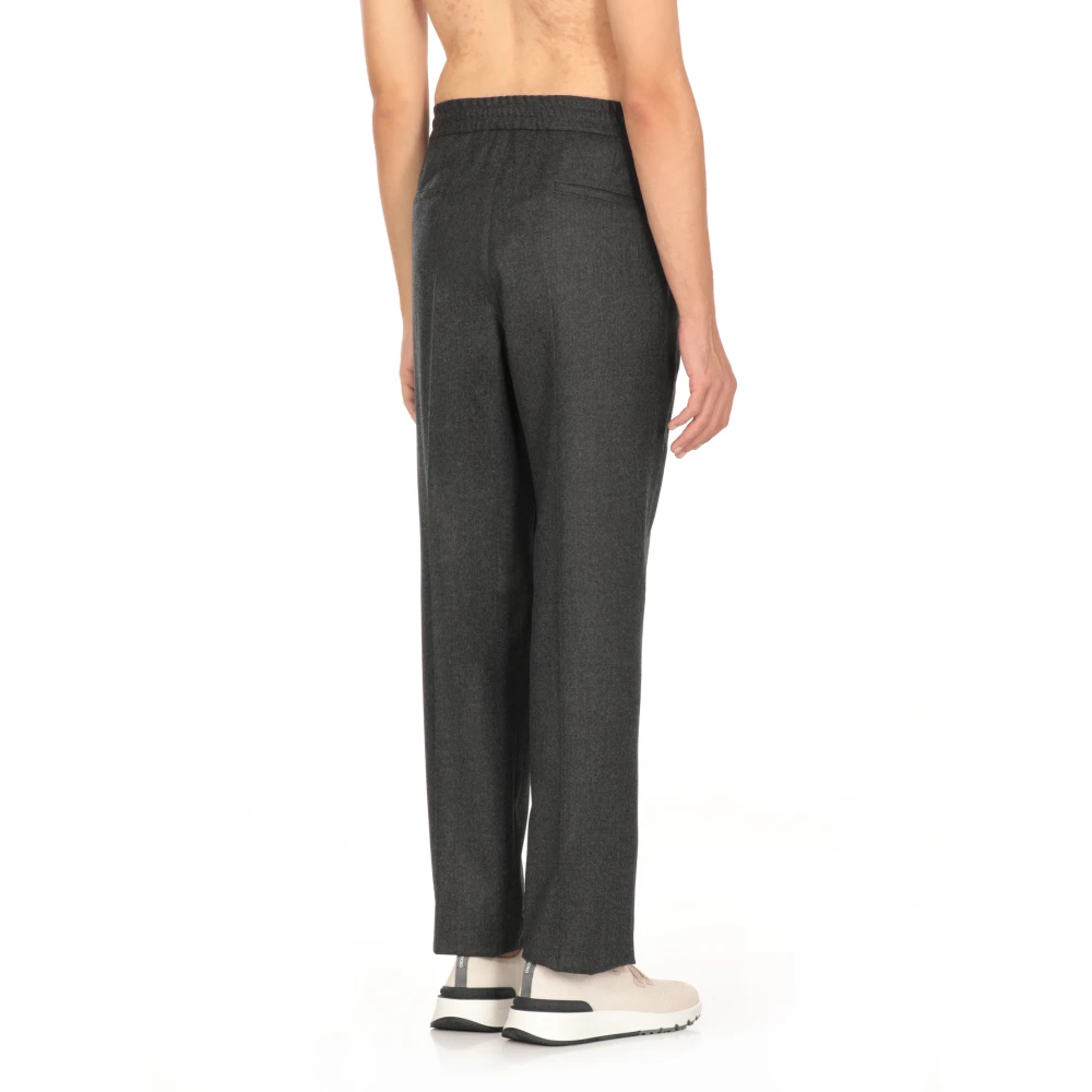 BRUNELLO CUCINELLI Donkergrijze Wol Elastische Taillebroek Gray Heren