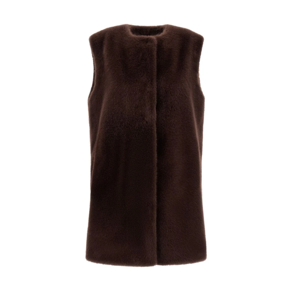 Herno Vrouw Bruin Jassen Dames, S, Nep Bont Vest