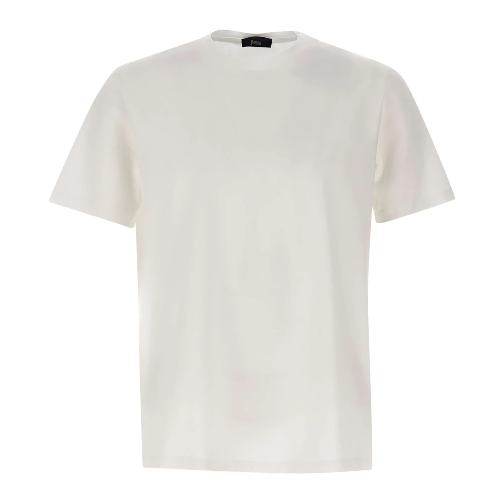 Herno Witte Katoenen T-shirt Crew Neck White Heren