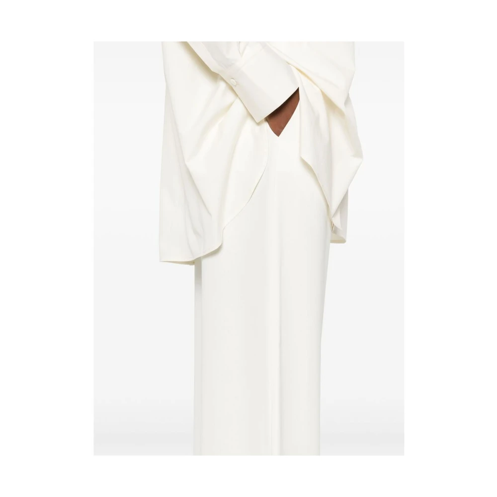 Mark Kenly Domino Tan Witte elastische tailleband casual broek White Dames