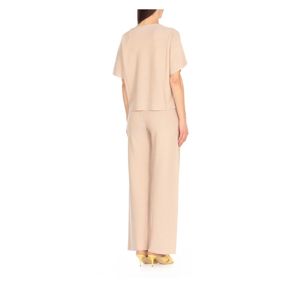 Fabiana Filippi Beige Katoenen Trui met Lurex Details Beige Dames