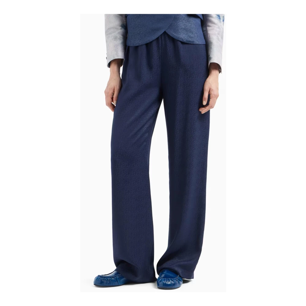 Emporio Armani Blauwe Elastische Taillebroek Zijzakken Blue Dames
