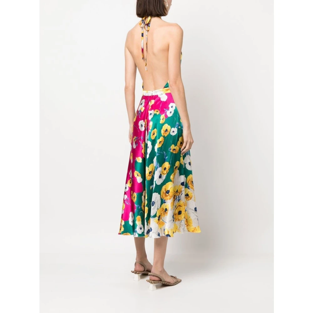 Raquel Diniz Bloemenzijden jurk met open rug Multicolor Dames