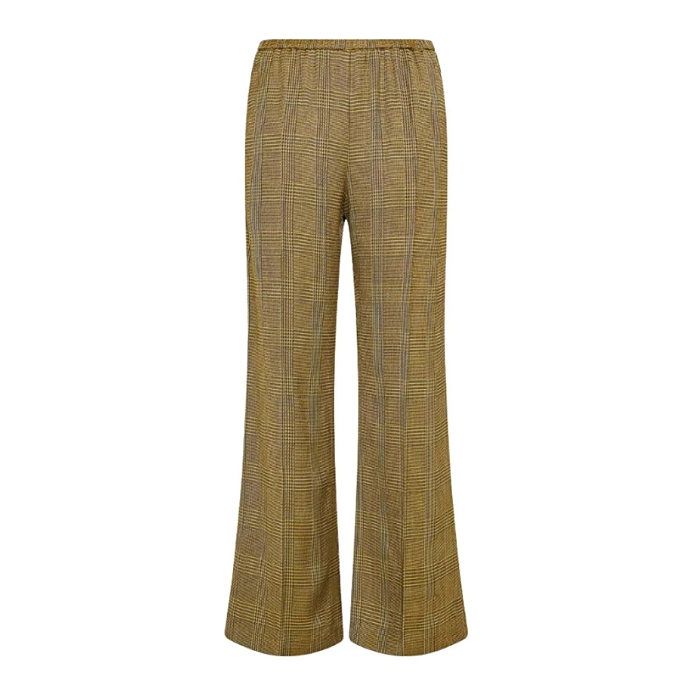 Forte Wijde Geruite Broek Bruin Brown Dames