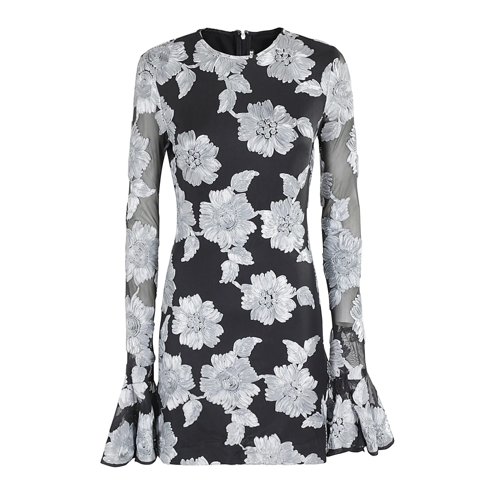 Rotate Birger Christensen Mesh Mini Jurk met Bloemenpatroon Gray Dames