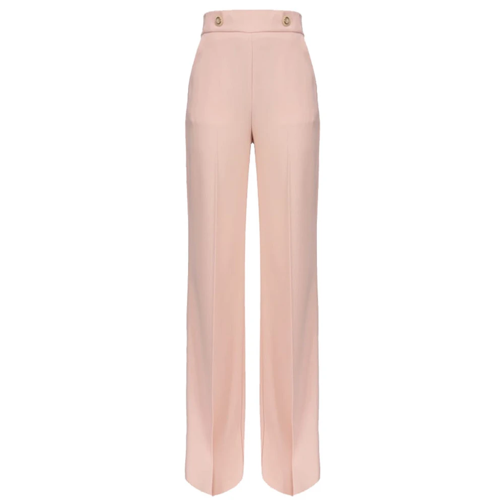 Pinko Dam Crepe Stretch Byxor med Guld Knappar Pink, Dam