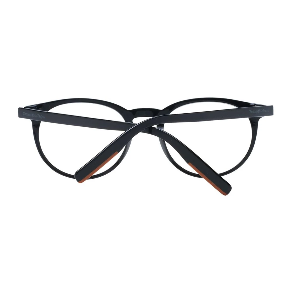 Ermenegildo Zegna Zwarte Ronde Plastic Optische Frames Black Heren