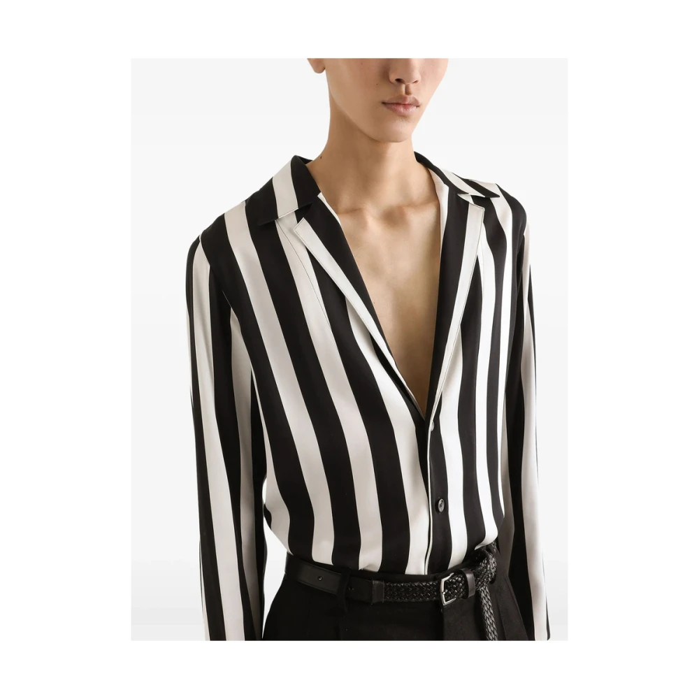 Dolce & Gabbana Zwarte Geknoopte Revers Shirt Black Heren
