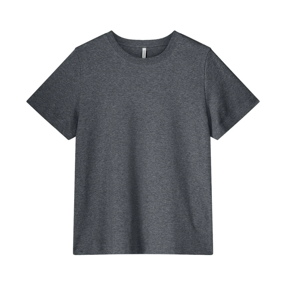 Summum Woman Metallic Coated Jersey V-Neck Top Gray Dames