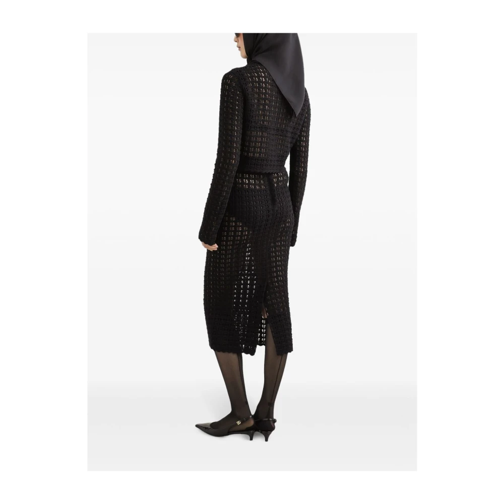 Dolce & Gabbana Zwarte Sweaters met Scallop Rand Black Dames