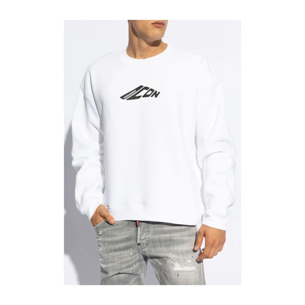 Dsquared2 Witte Felpa Sweater Gebreide kleding White Heren