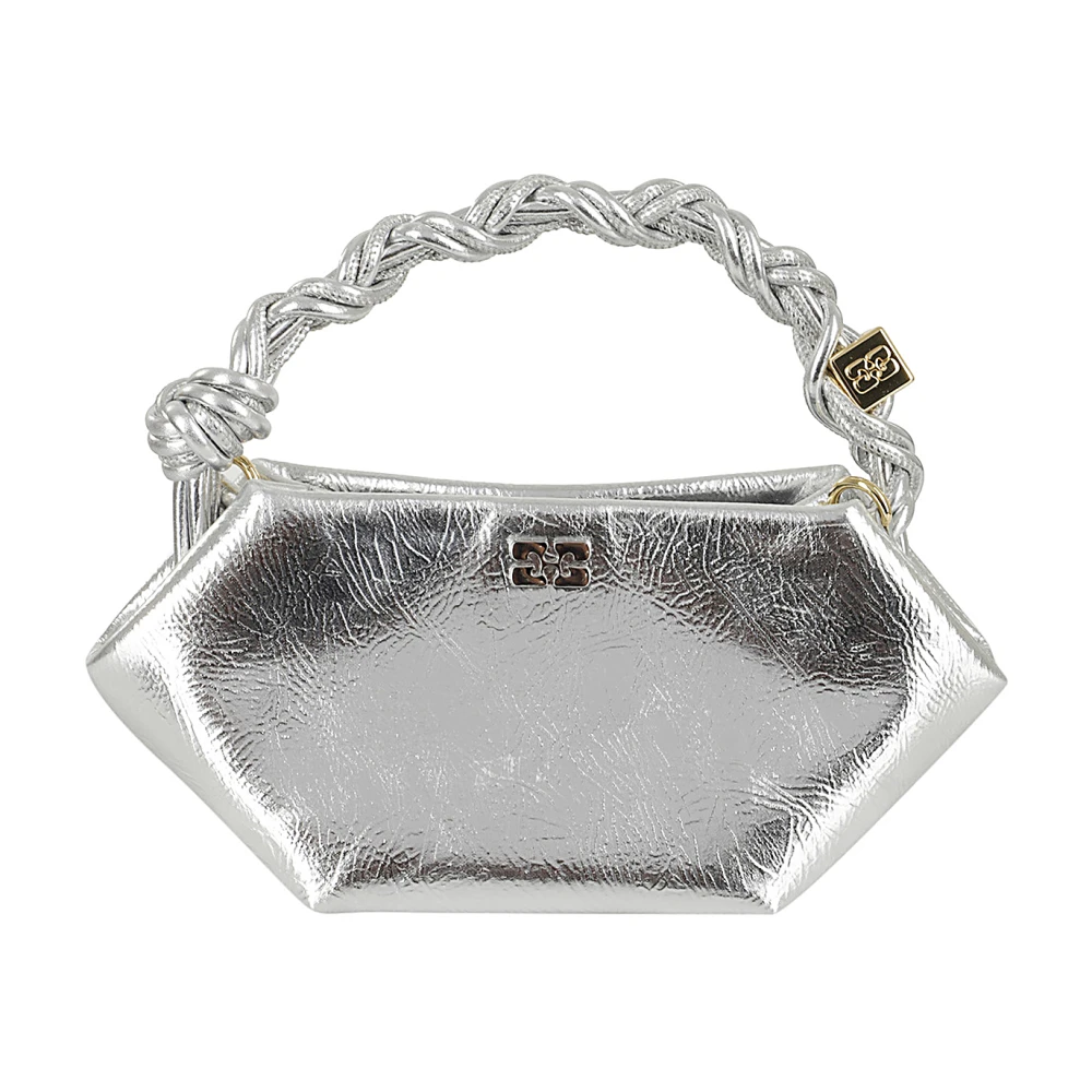 Ganni Mini Metallic Bou Tas Gray Dames