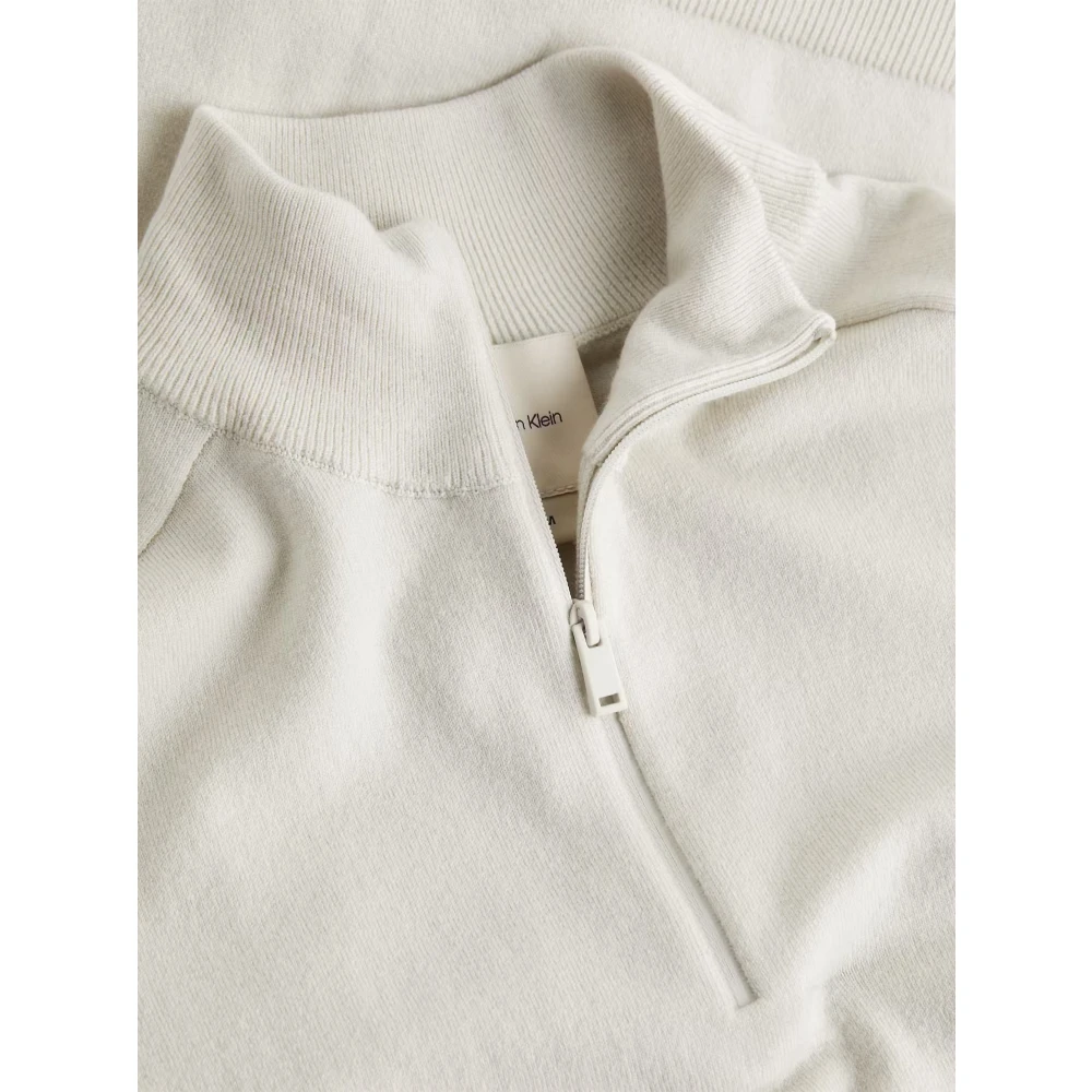 Calvin Klein Merino Stretch Half Zip Sweater Beige Heren