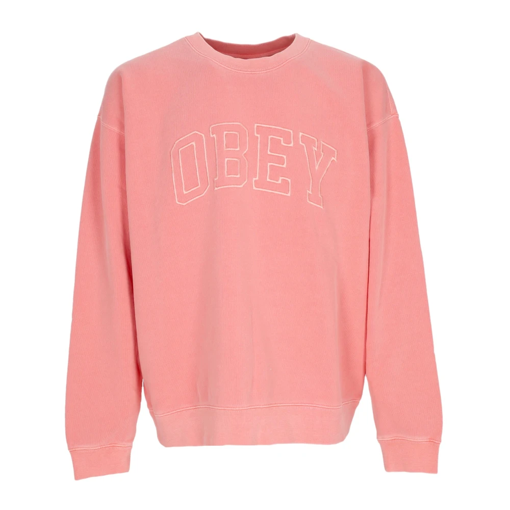 Obey Zware Crew Fleece Sweatshirt Pink Heren