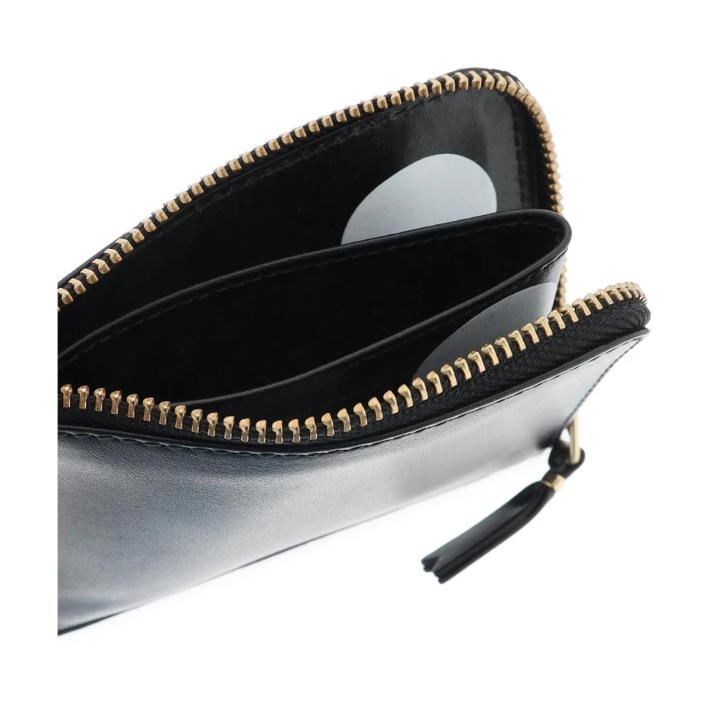 Comme des Garçons Leren Portemonnee met Polka-dot Patroon en Dubbele Ritssluiting Black Heren
